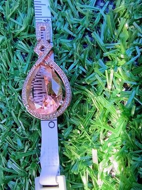 Rose Gold Teardrop Crystal Pendant - Pink Morganite